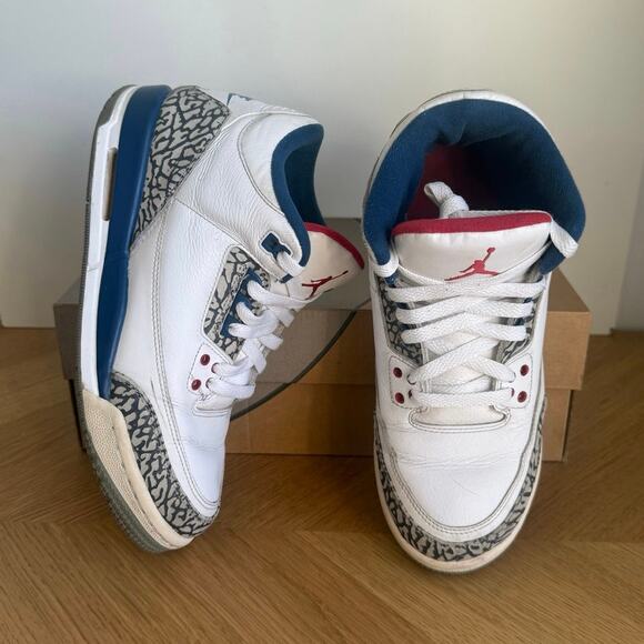 Nike Air Jordan 3 Retro ‘True Blue’ Kids Sneakers - SZ 7 Y- 8.5 W - Picture 11 of 13